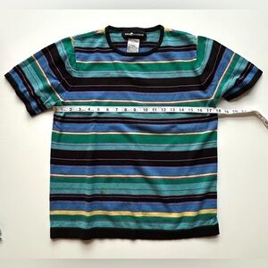 Vintage Sag Harbor Womens Striped Short Sleeve 100% Cotton Top crewneck medium